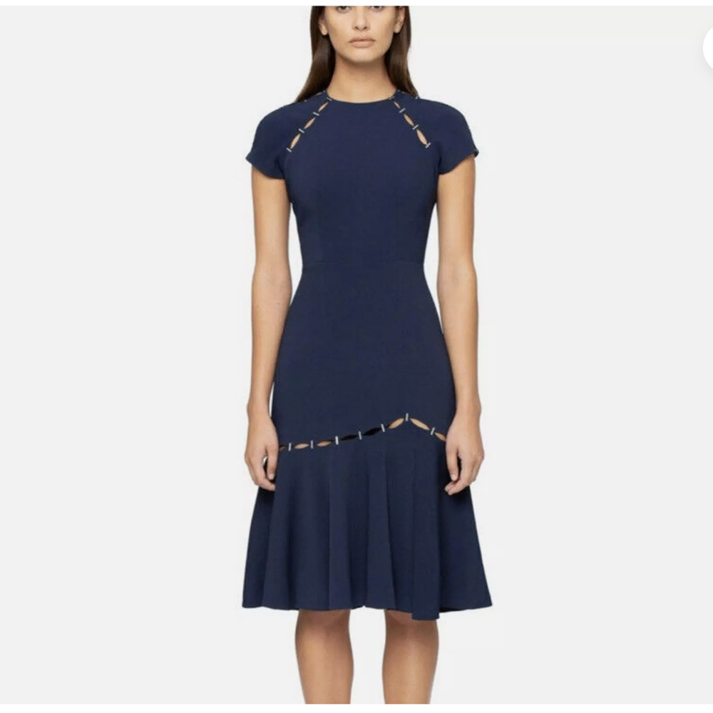 Jonathan Simkhai Product Cut-out Flounce Hem Sheath Dress Small size 4 - Picture 2 of 7